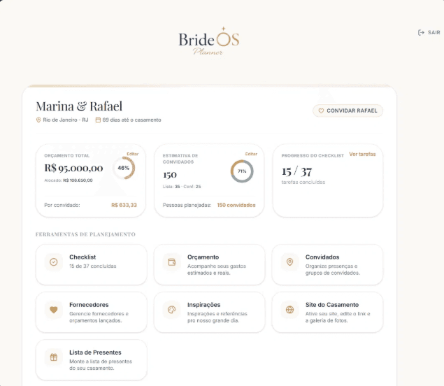 BrideOS Planner Dashboard